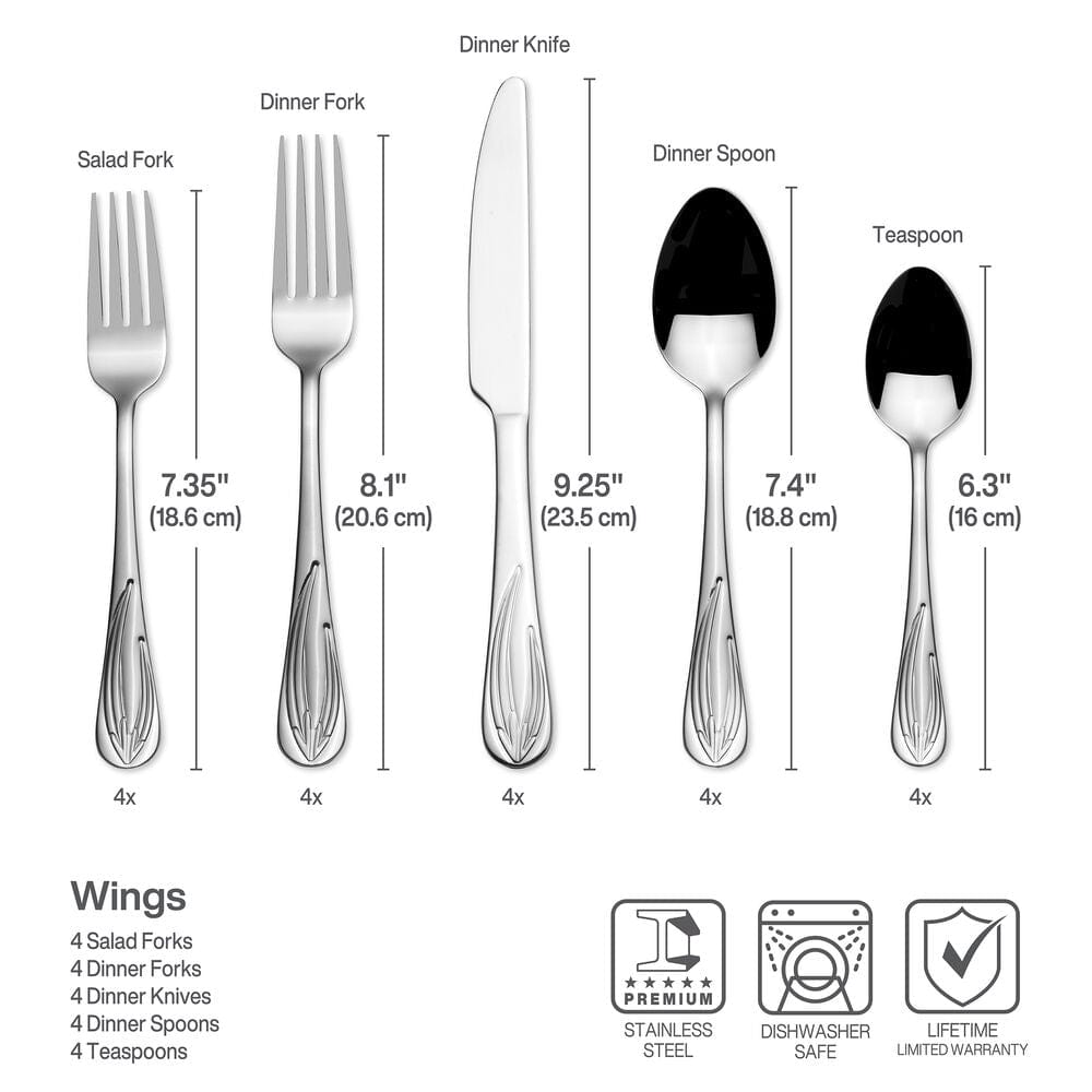 Darbie Angell Wings 20 Piece Flatware Set, Service for 4