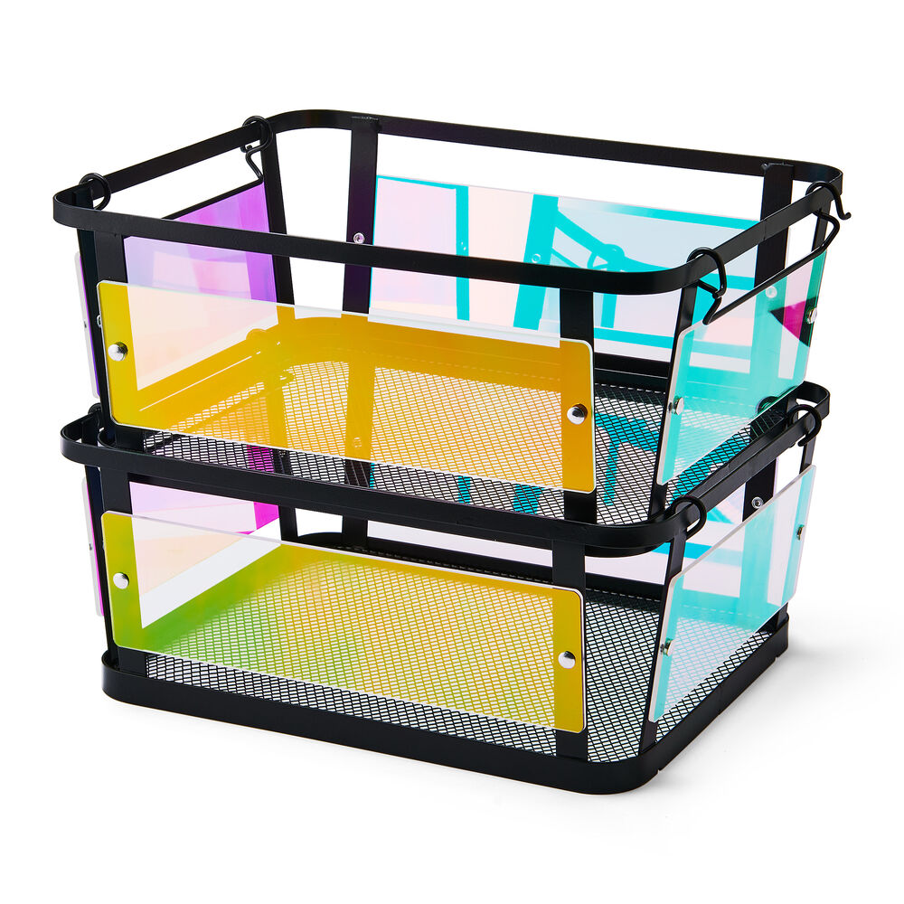 Ava Iridescent Stackable Storage Basket