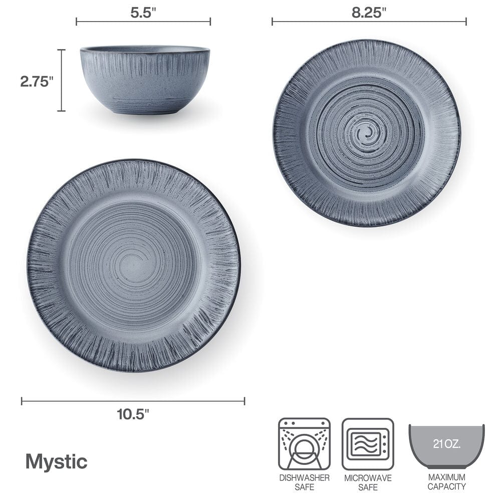 Mystic 12 Piece Dinnerware Set, Service for 4