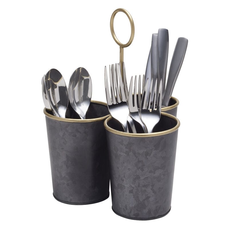 Black Galvanized Flatware Utensil Caddy