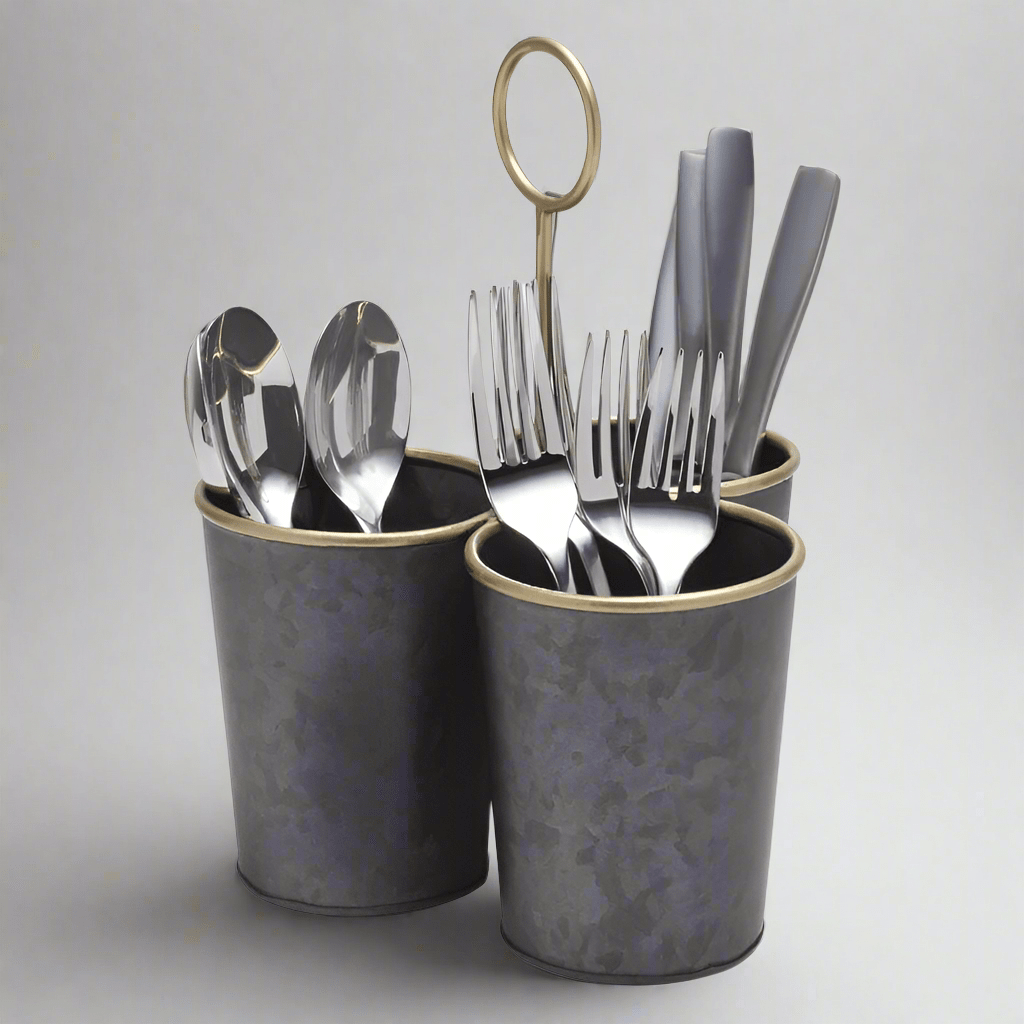 Black Galvanized Flatware Utensil Caddy