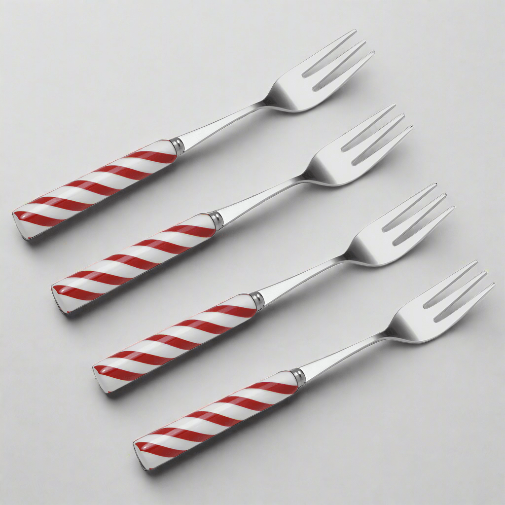 Candy Cane Set of 4 Appetizer Forks