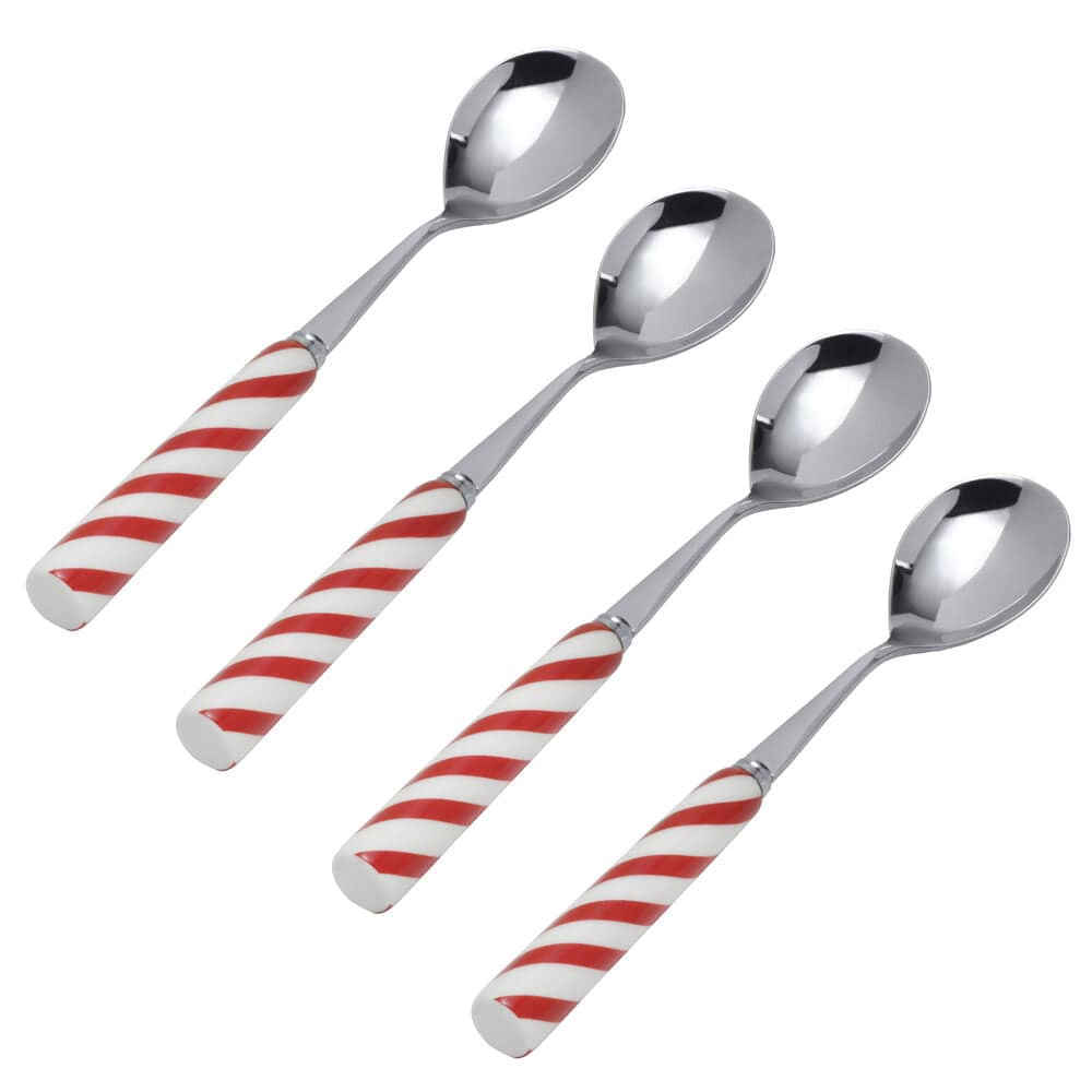 Candy Cane Set of 4 Mini Coffee Spoons