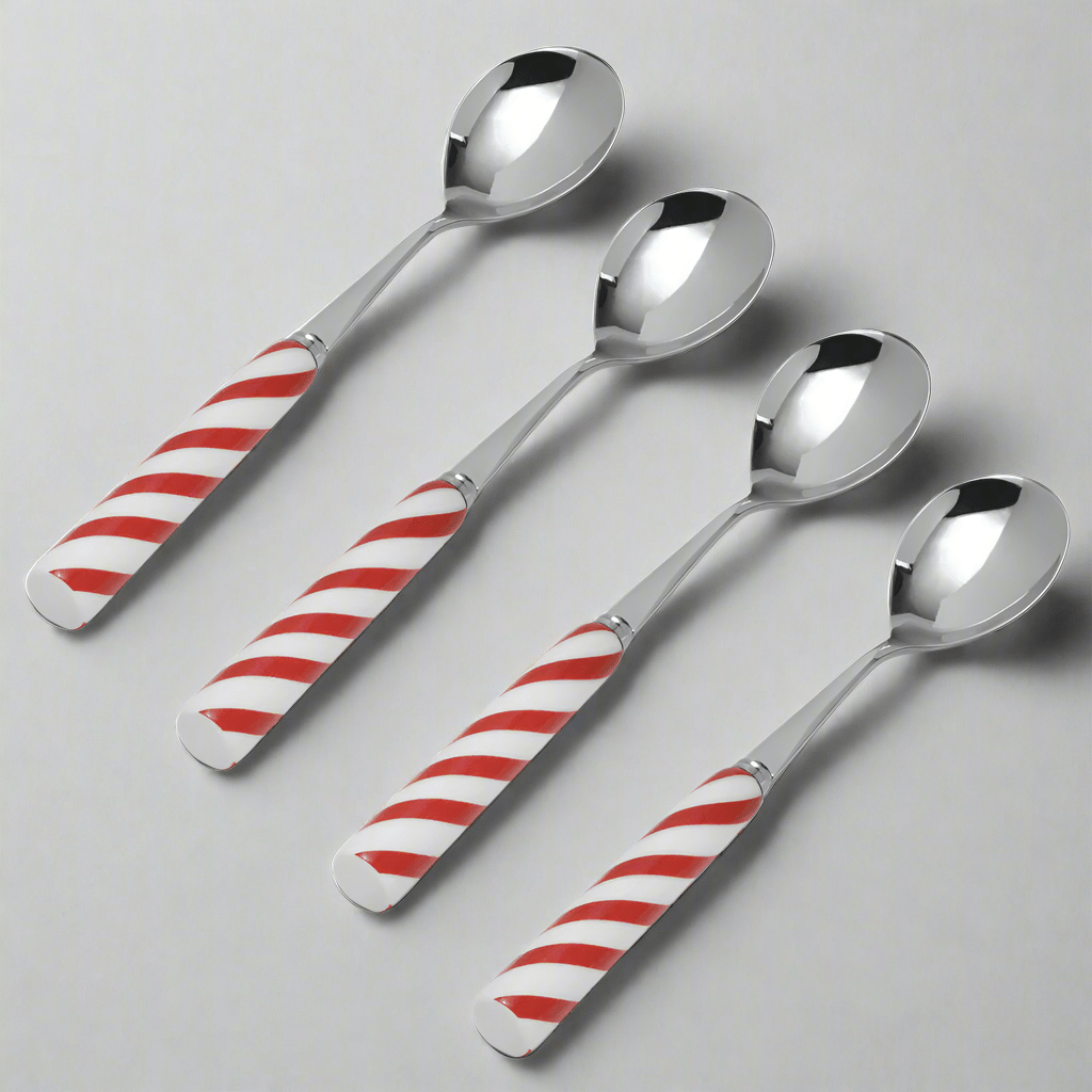 Candy Cane Set of 4 Mini Coffee Spoons