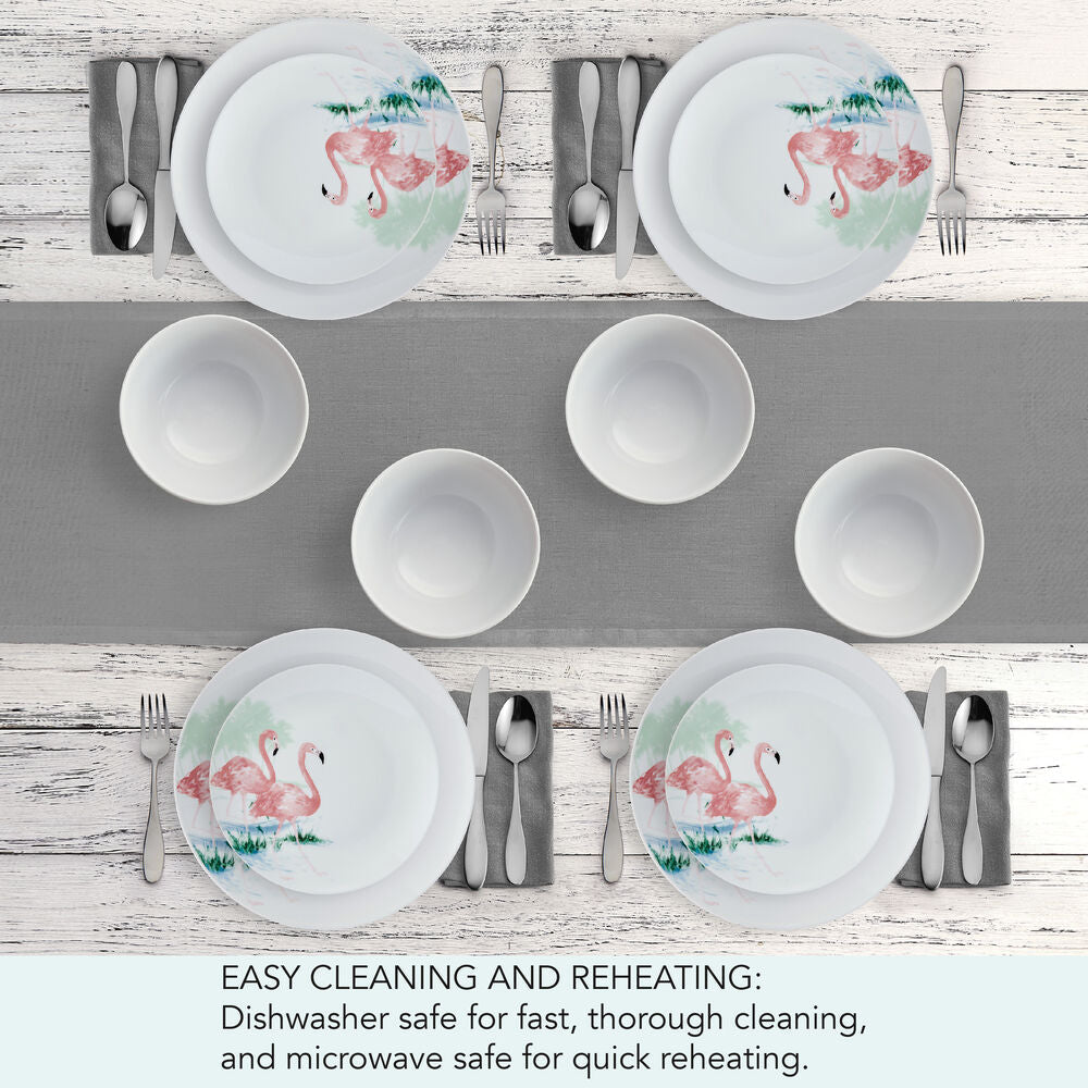 Flamingo Haven 12 Piece Dinnerware Set, Service for 4