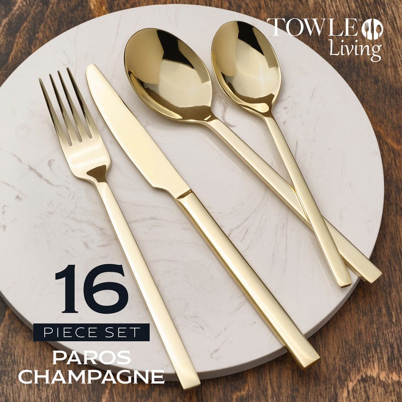 Paros Champagne Forged 16 Piece Flatware Set, Service for 4