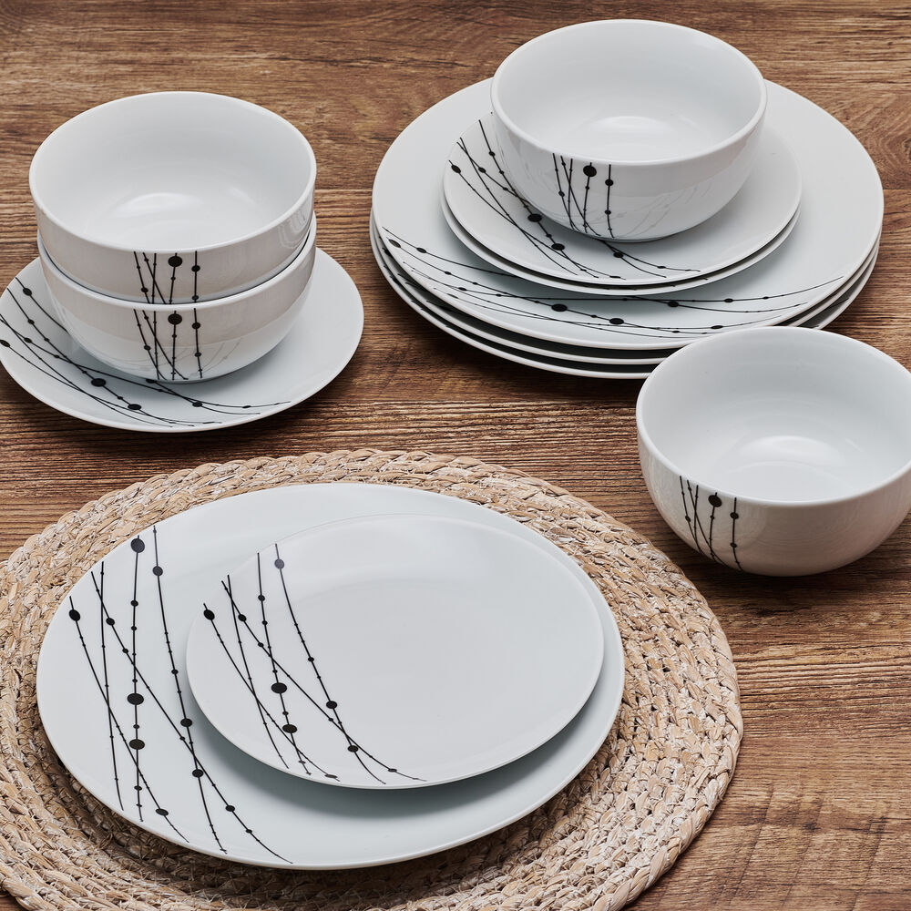 Linear Symphony 12 Piece Dinnerware Set, Service for 4