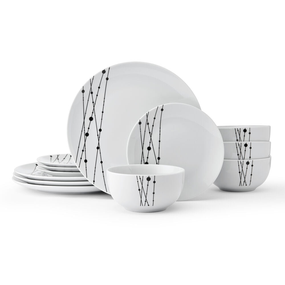 Linear Symphony 12 Piece Dinnerware Set, Service for 4