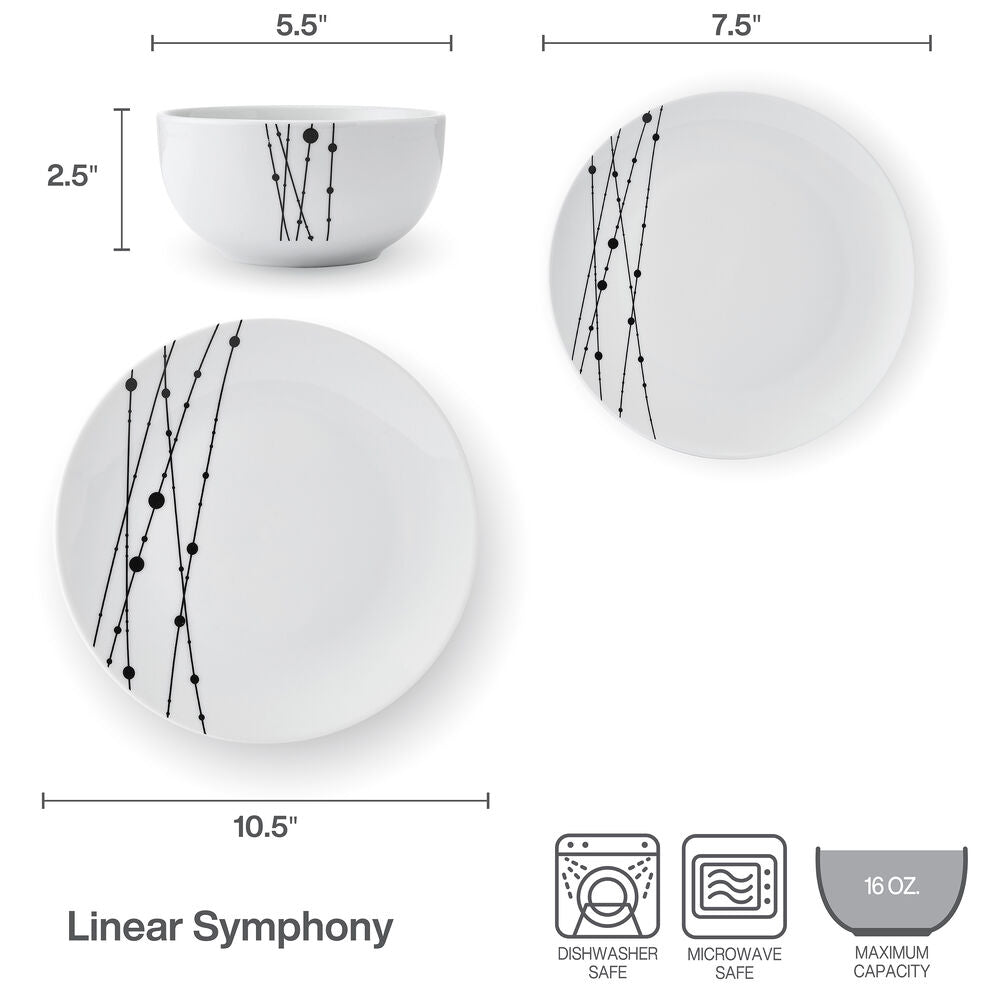 Linear Symphony 12 Piece Dinnerware Set, Service for 4