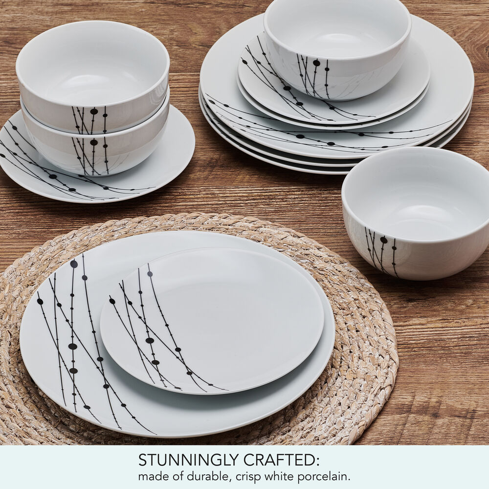 Linear Symphony 12 Piece Dinnerware Set, Service for 4