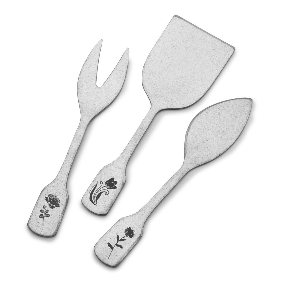 Matte Floral 3 Piece Cheese Spreader Set