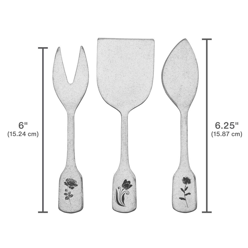 Matte Floral 3 Piece Cheese Spreader Set