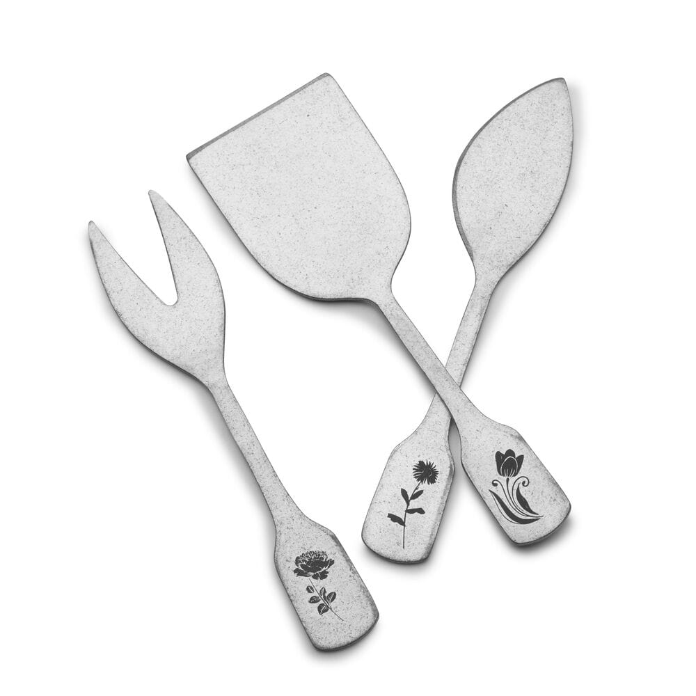 Matte Floral 3 Piece Cheese Spreader Set