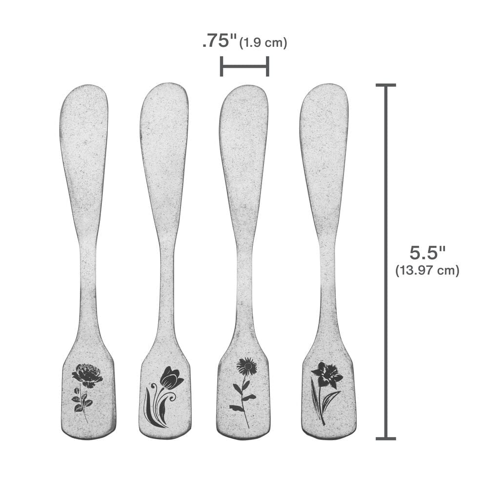 Matte Floral Set of 4 Spreaders