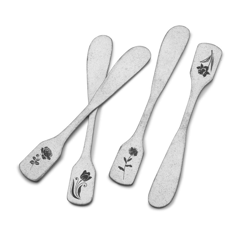 Matte Floral Set of 4 Spreaders