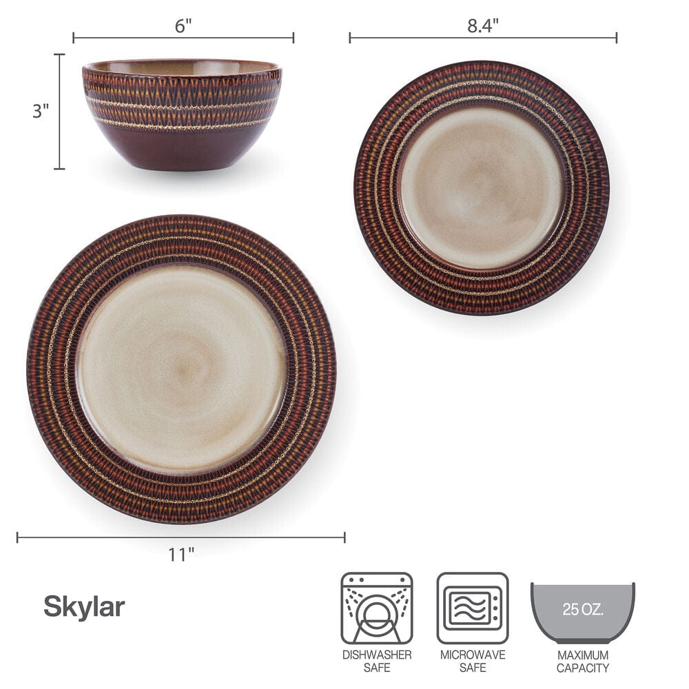 Skylar 12 Piece Dinnerware Set, Service for 4