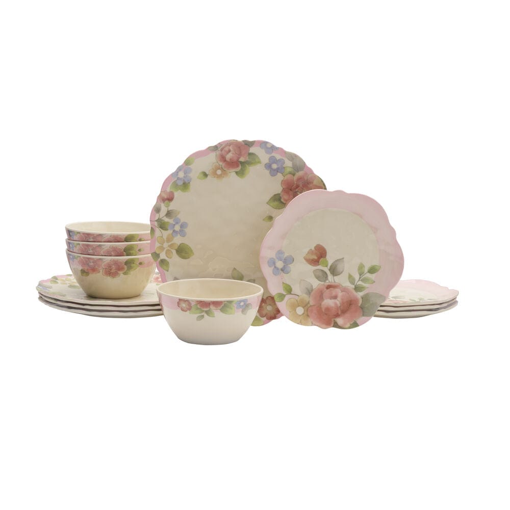 Tea Rose Outdoor Melamine Dinnerware Set