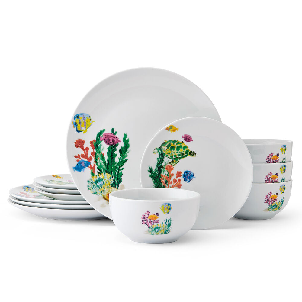 Underwater Life 12 Piece Dinnerware Set, Service for 4