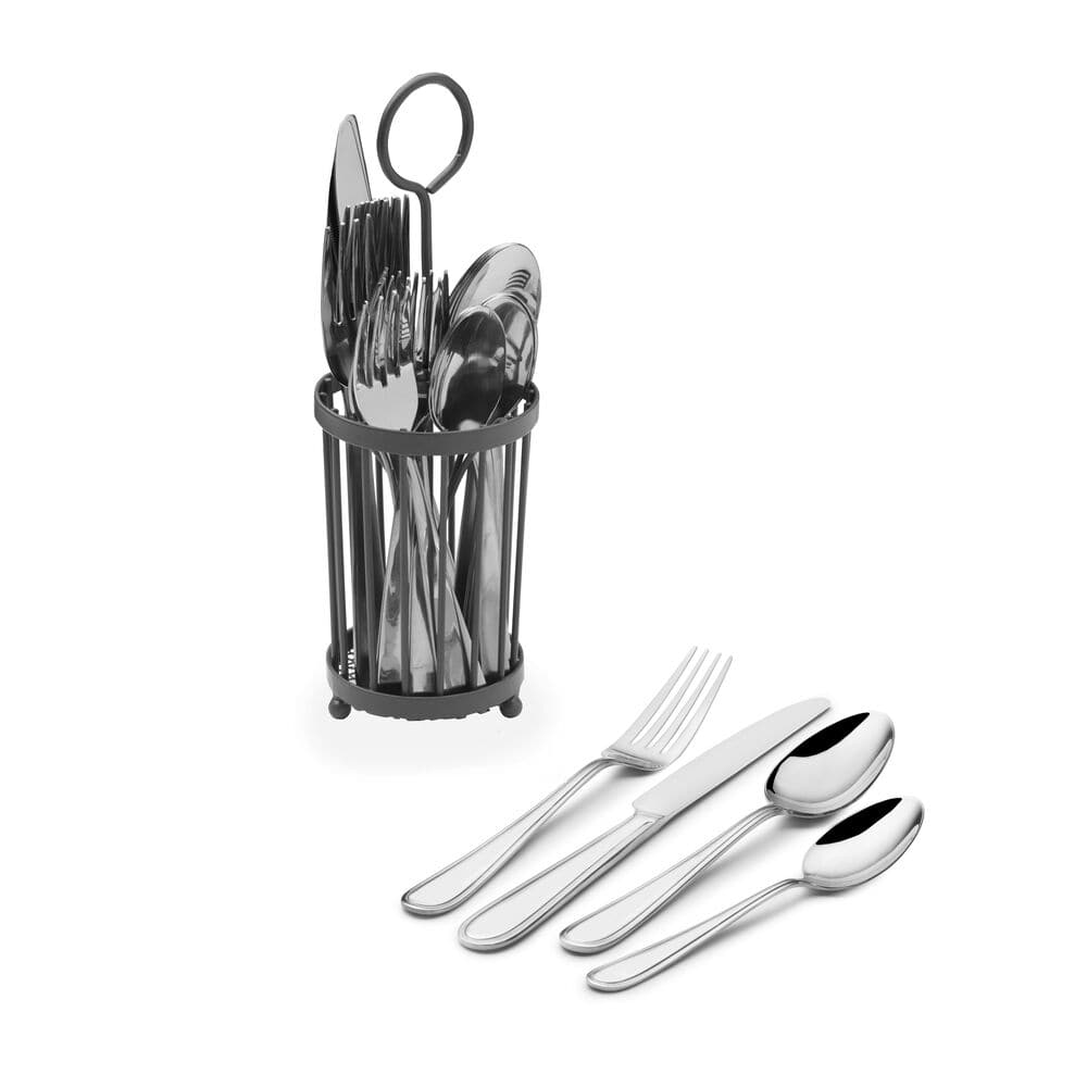 Westfield 16 Piece Flatware Set with Wire Caddy, Service for 4