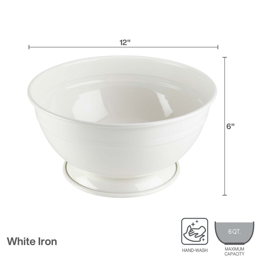 White Footed Metal Serve Bowl