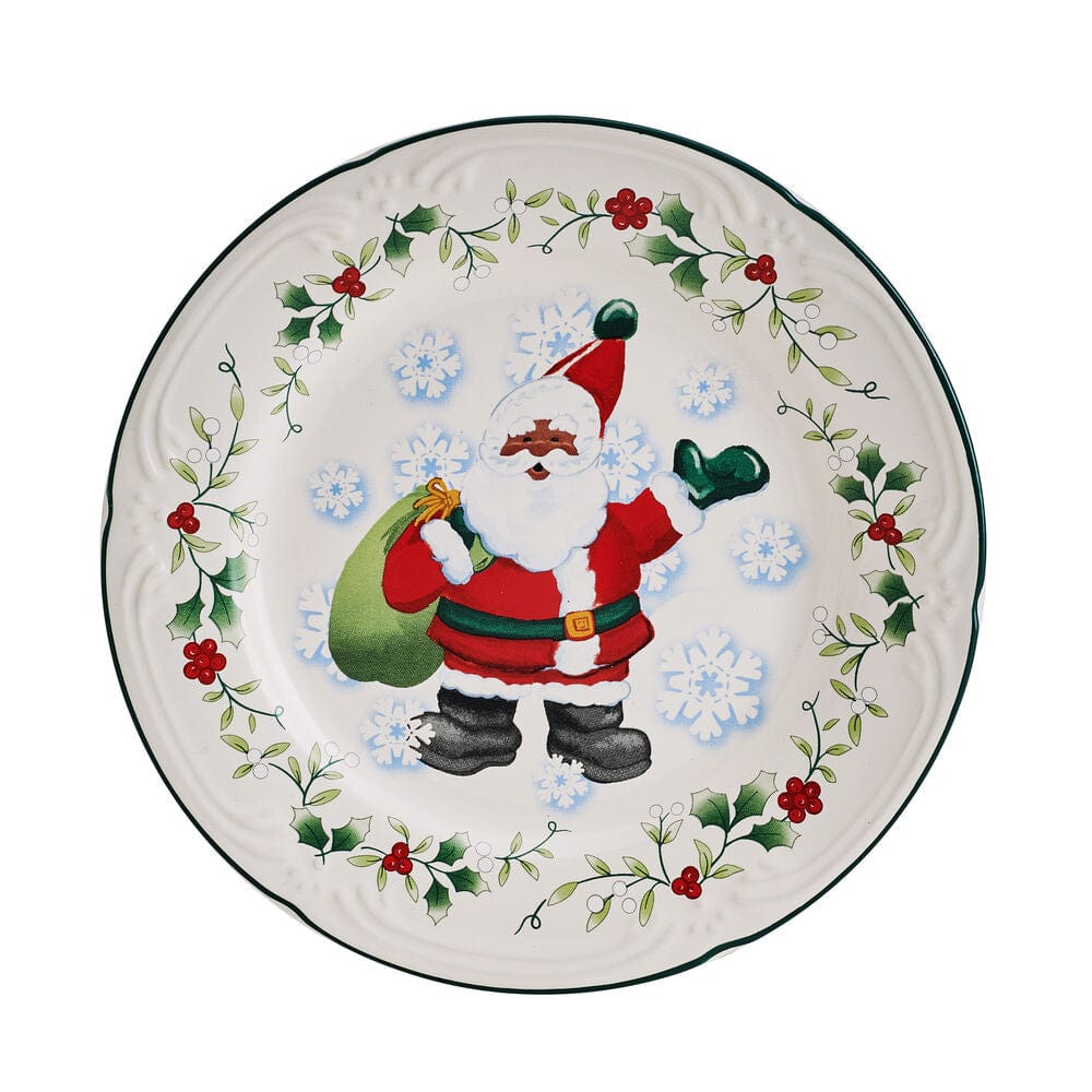 Winterberry® Set of 4 African American Jolly Santa Salad Plate