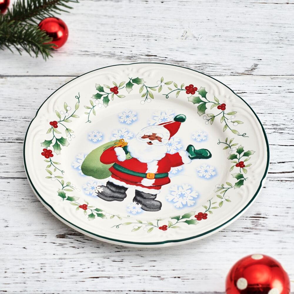 Winterberry® Set of 4 African American Jolly Santa Salad Plate