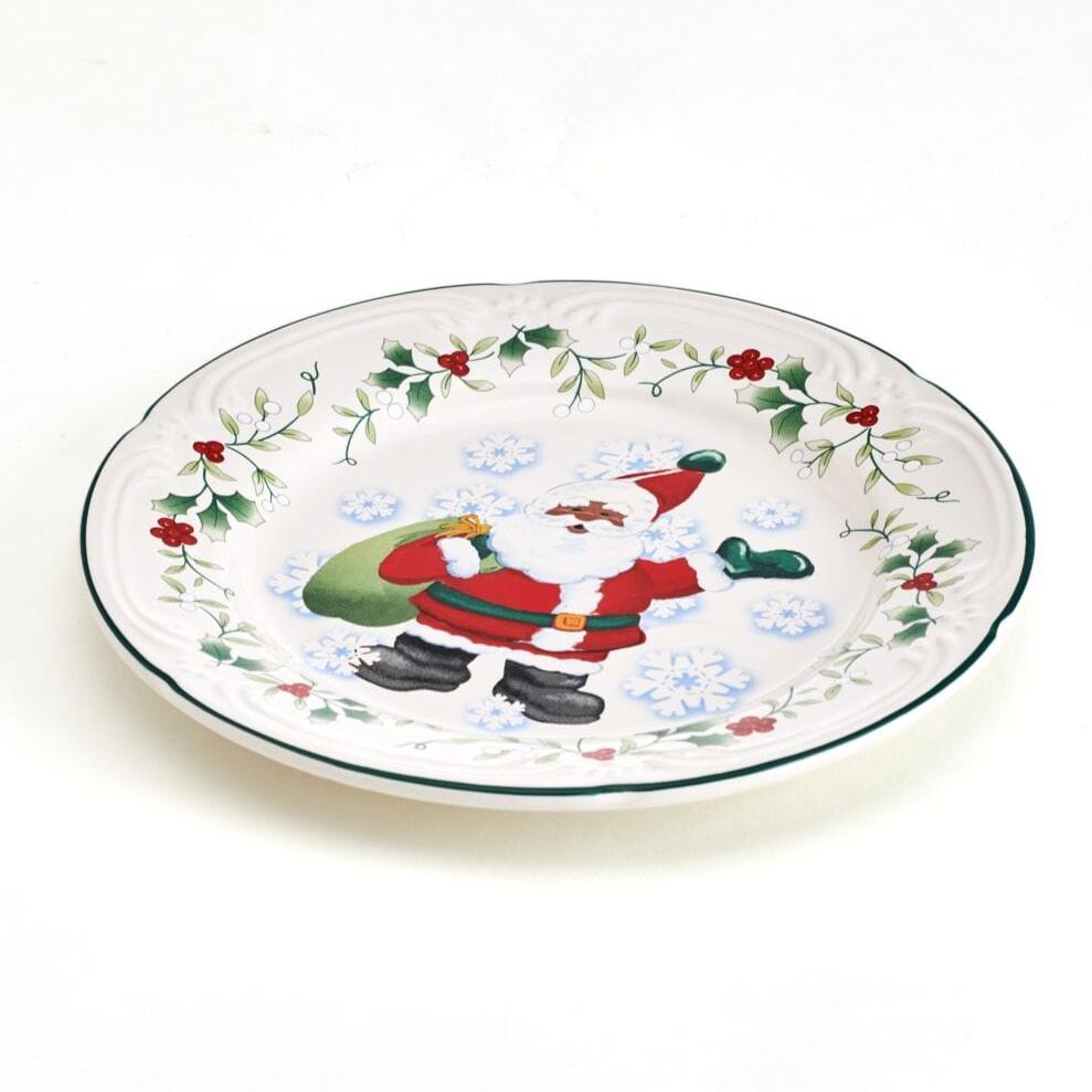 Winterberry® Set of 4 African American Jolly Santa Salad Plate