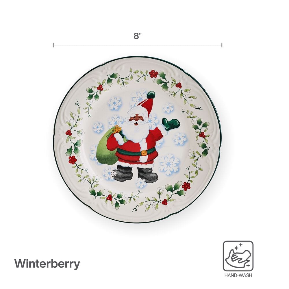 Winterberry® Set of 4 African American Jolly Santa Salad Plate