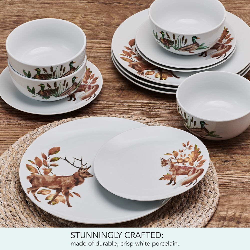 Woodland Wonders 12 Piece Dinnerware Set, Service for 4