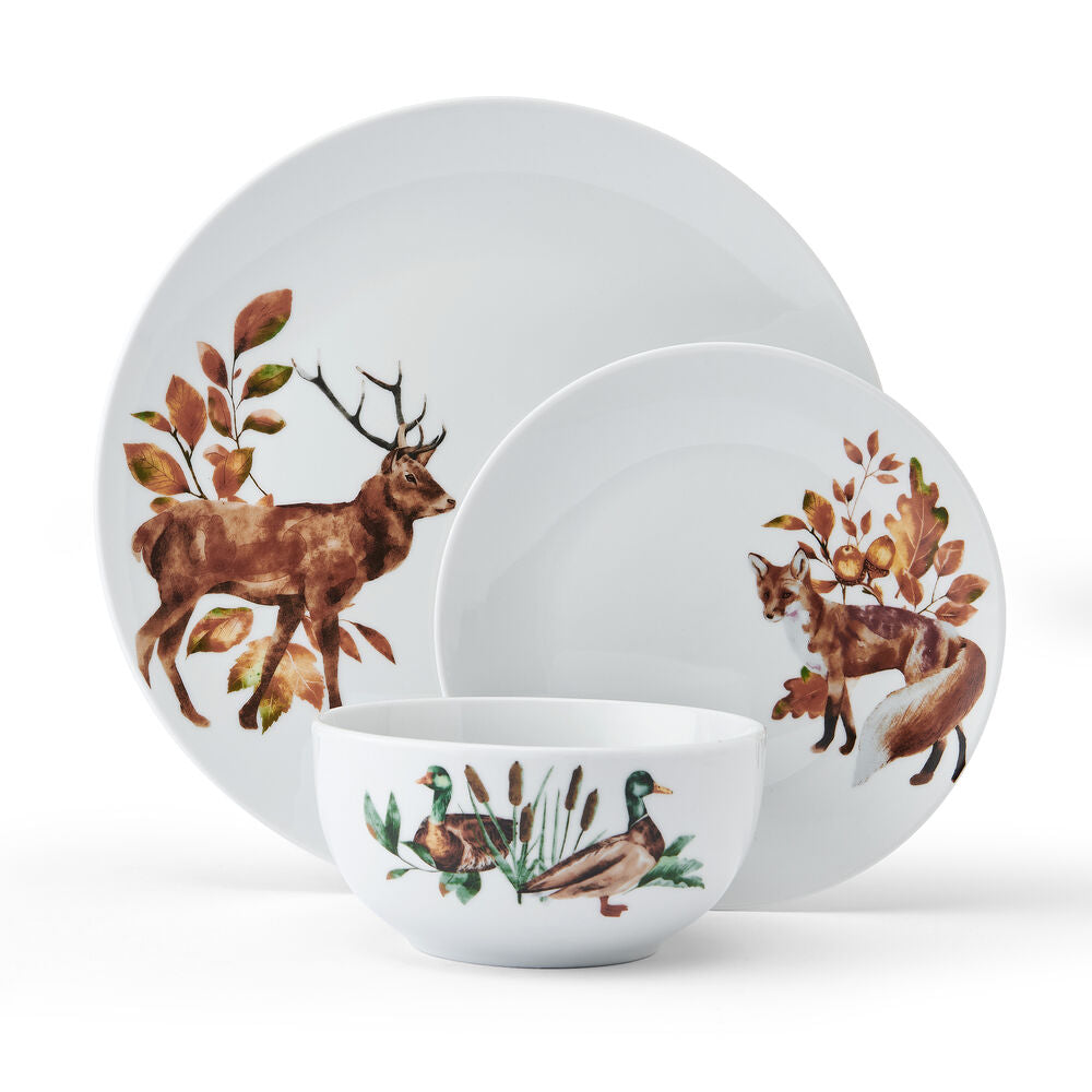 Woodland Wonders 12 Piece Dinnerware Set, Service for 4