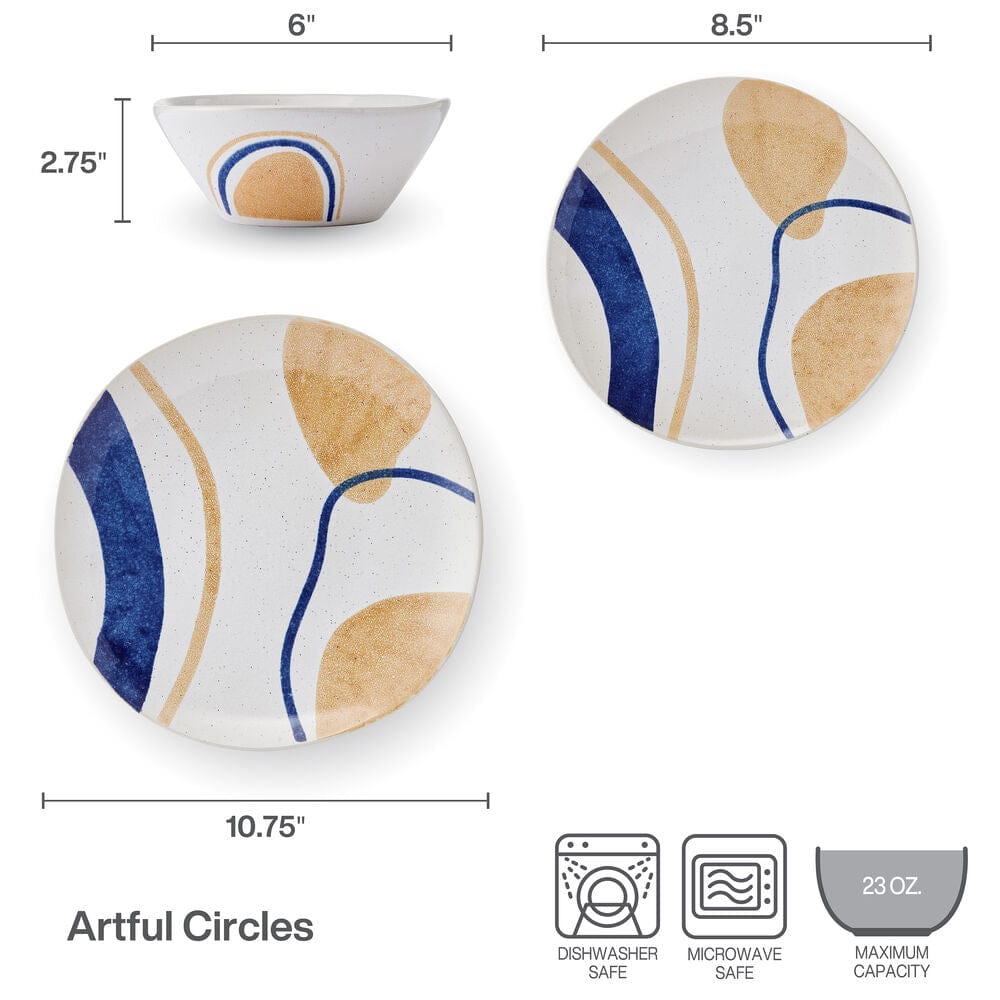 Artful Circles 12 Piece Set, Service for 4