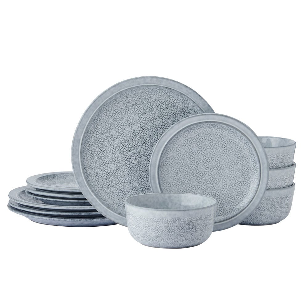 Blooming Meadow Blue 12 Piece Dinnerware Set, Service for 4