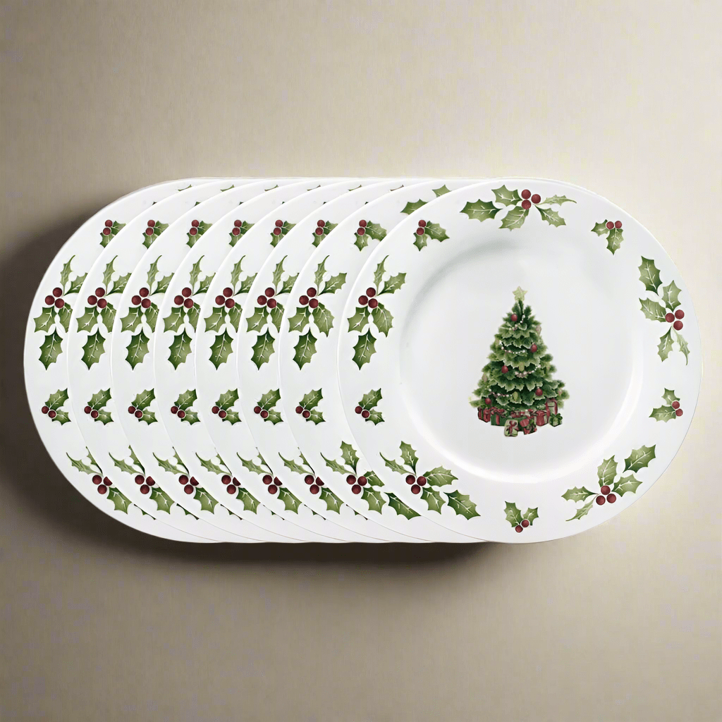 Christmas Day Set of 8 Dinner Plates