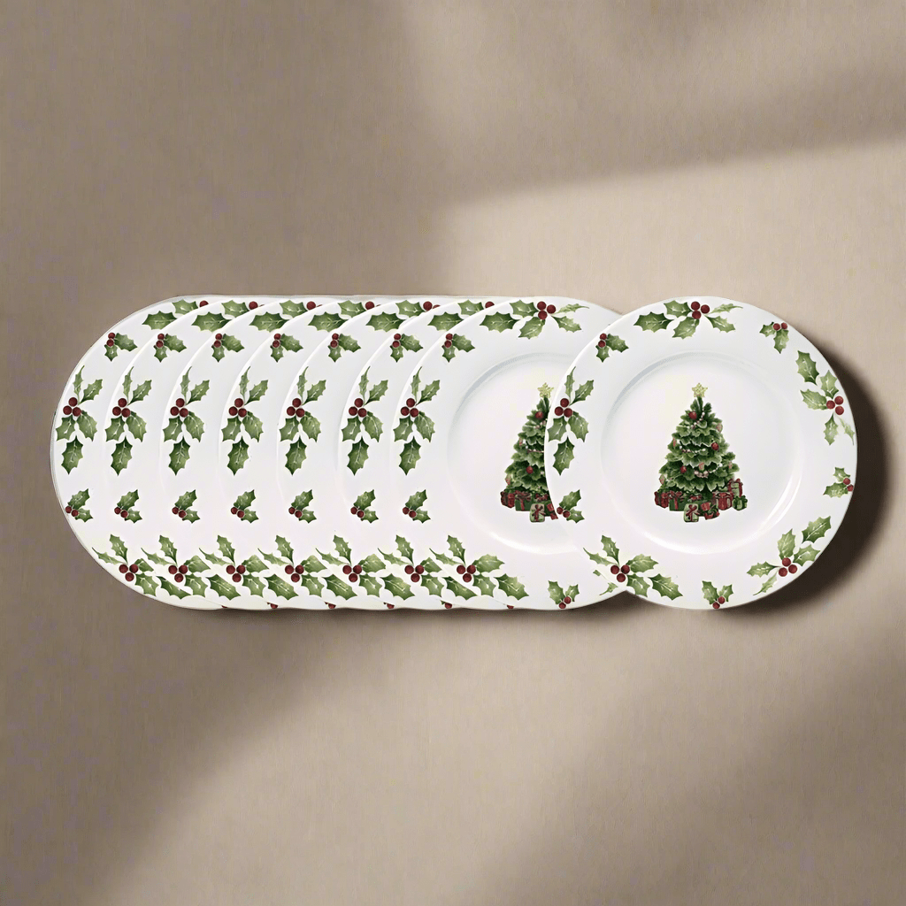 Christmas Day Set of 8 Salad Plates