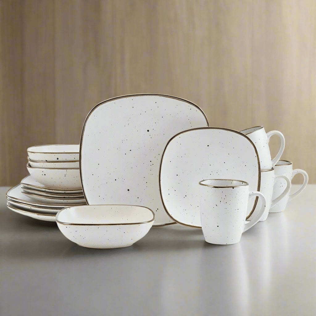 Decker White 16 Piece Dinnerware Set, Service for 4