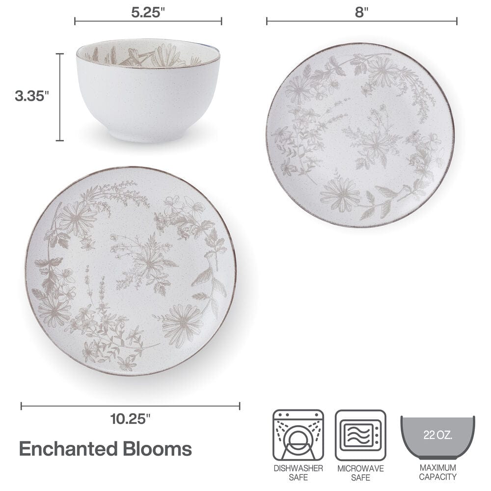 Enchanted Bloom 12 Piece Dinnerware Set, Service for 4