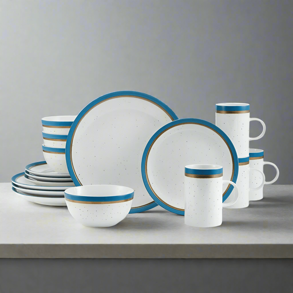 Ezra Blue 16 Piece Dinnerware Set, Service for 4