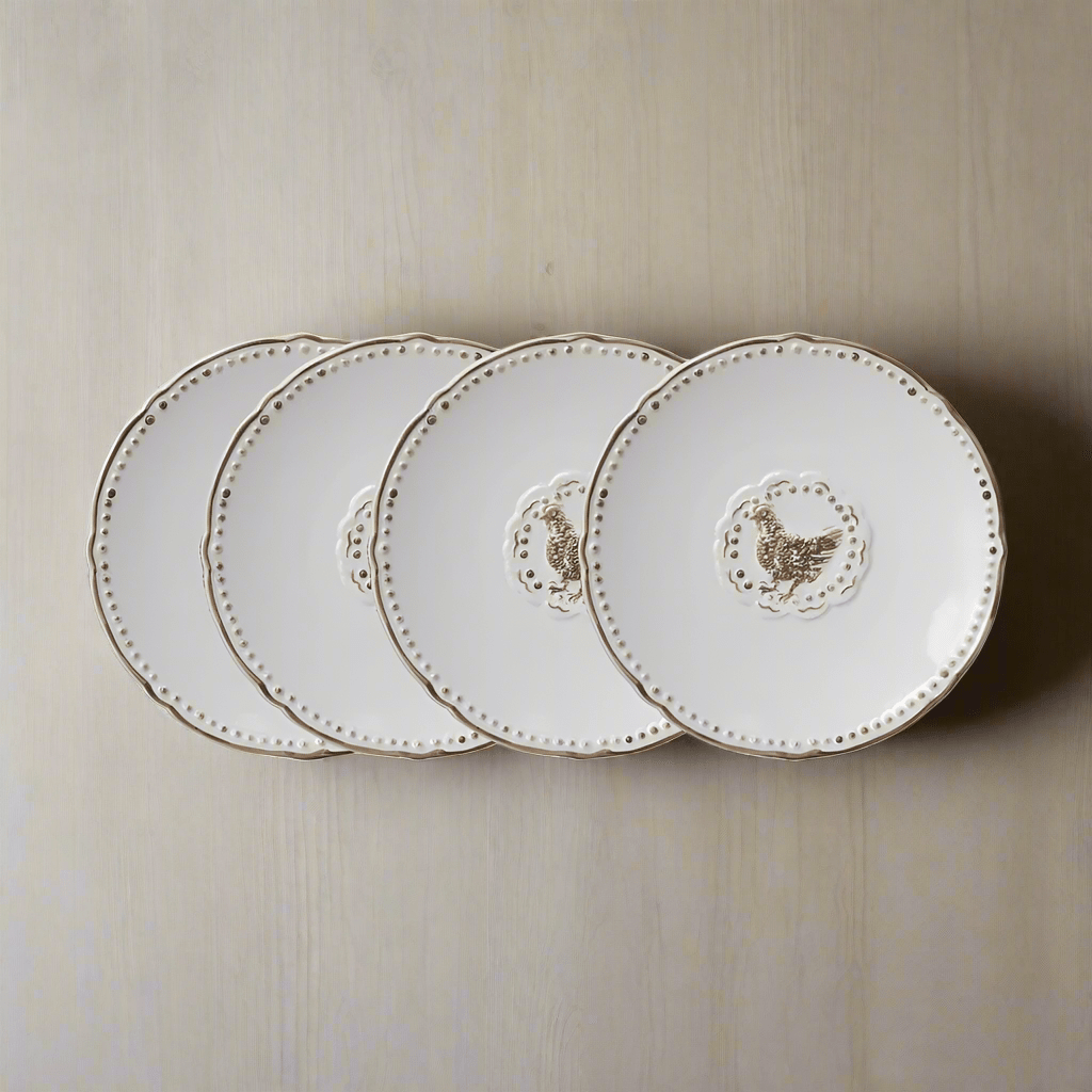 Farmhouse Hen Set of 4 Appetizer Plates