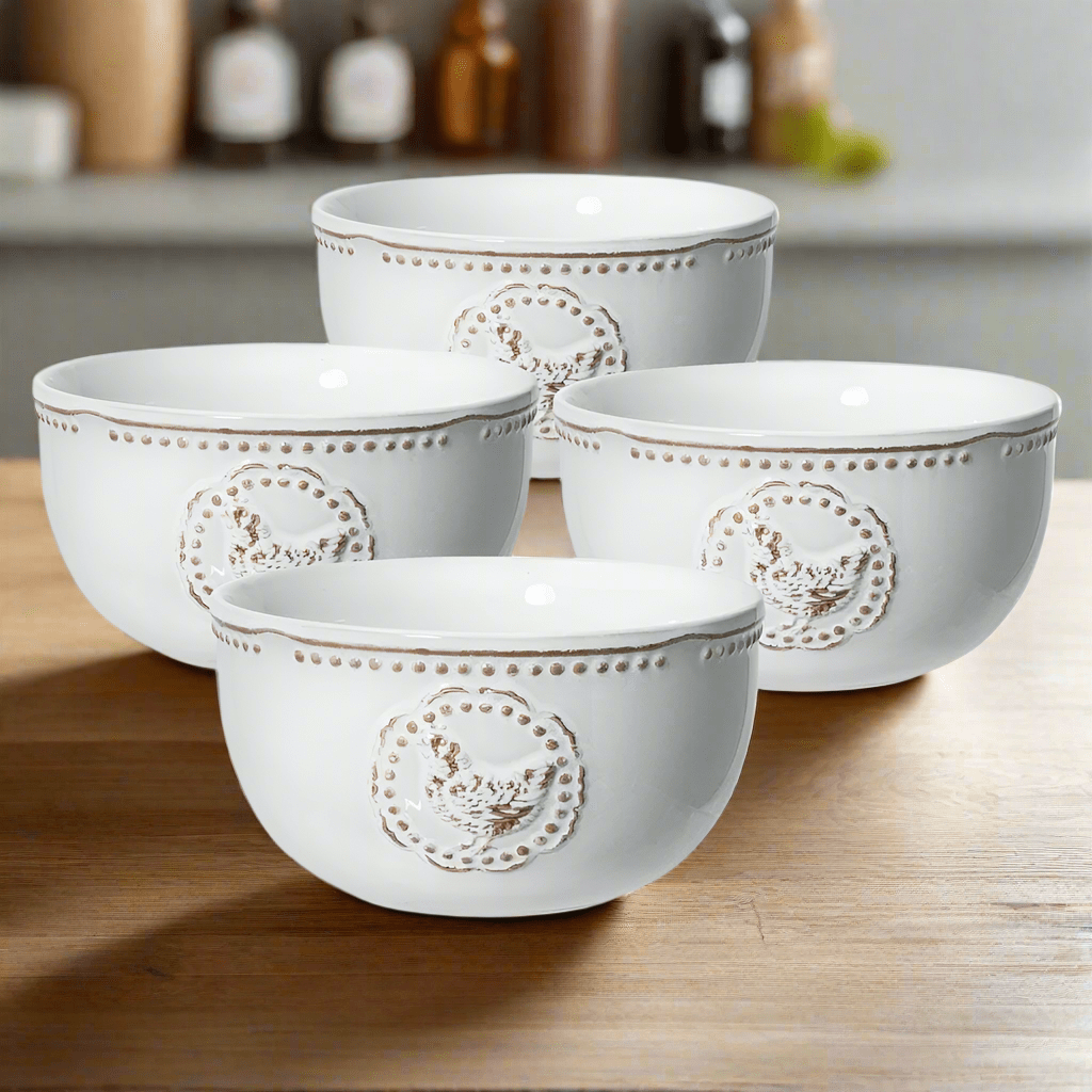 Farmhouse Hen Set of 4 Soup Cereal Bowls