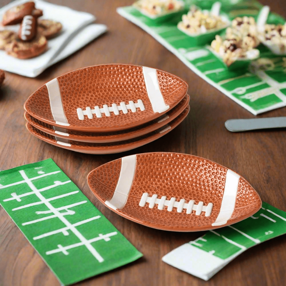 Football Shaped Plates, Set of 4