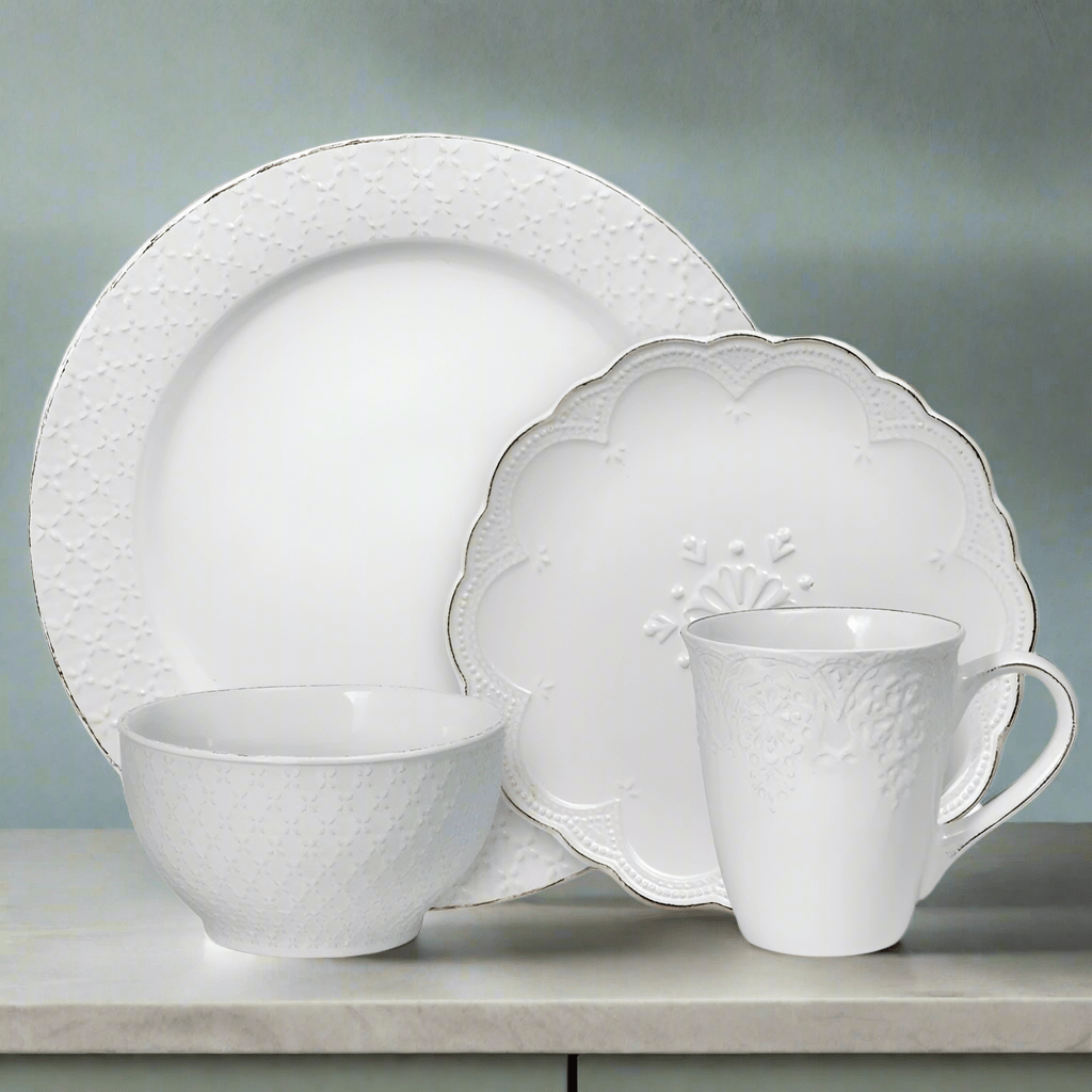 French Lace White Dinnerware Set