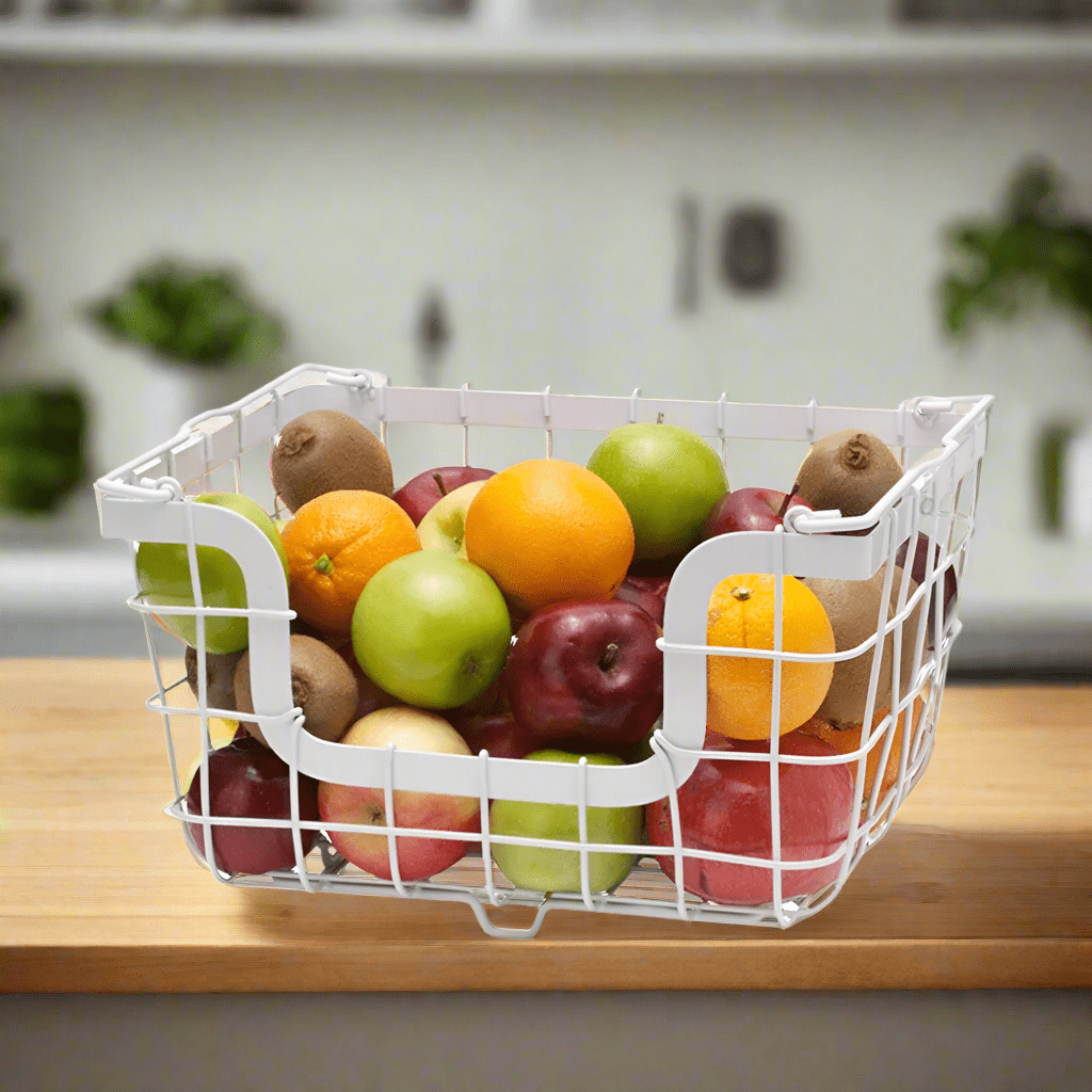 General Store White Stacking And Nesting Wire Organization Basket