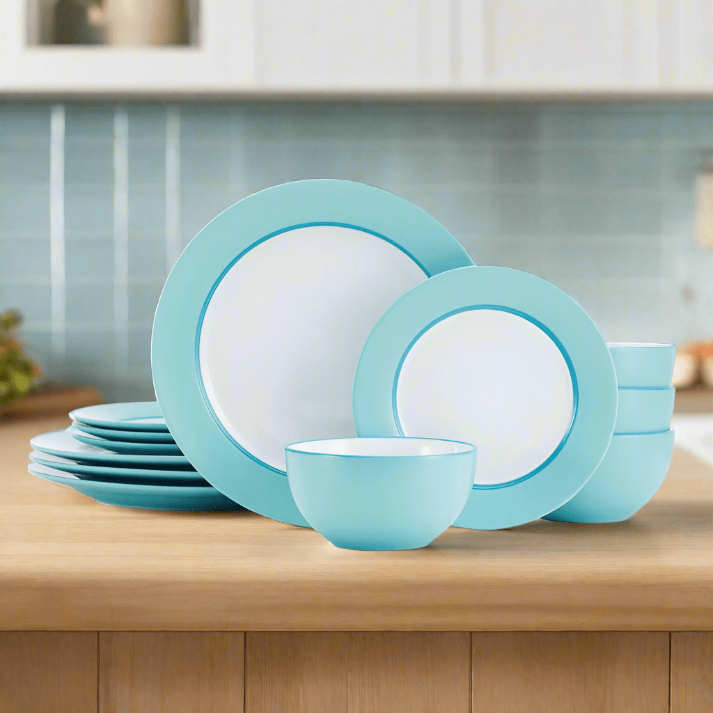 Grayson Teal 12 Piece Dinnerware Set, Service for 4