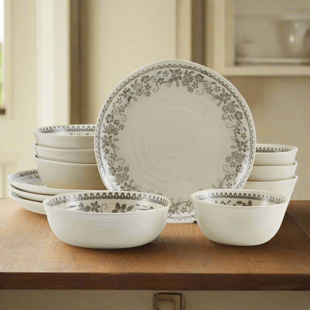 Hayden Grey 12 Piece Dinnerware Set, Service for 4