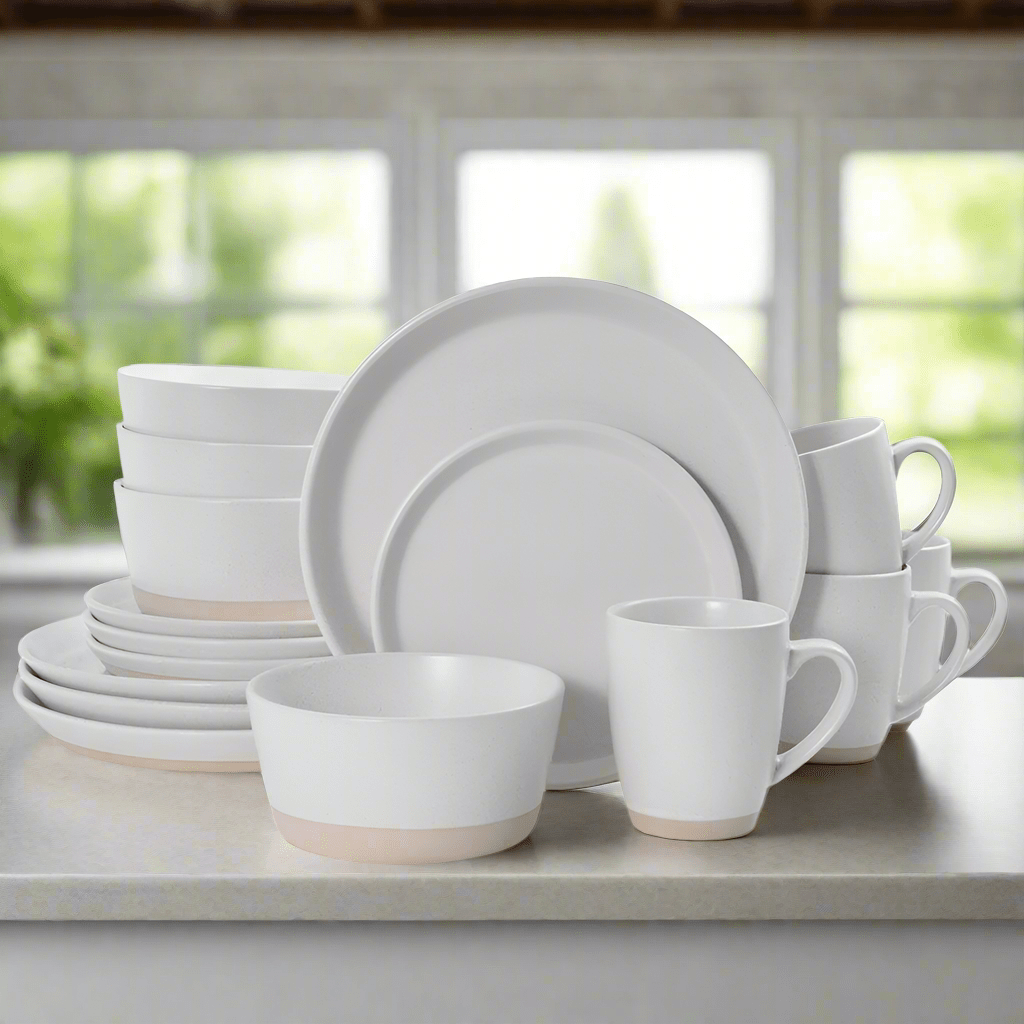 Hudson Beige 16 Piece Dinnerware Set, Service for 4