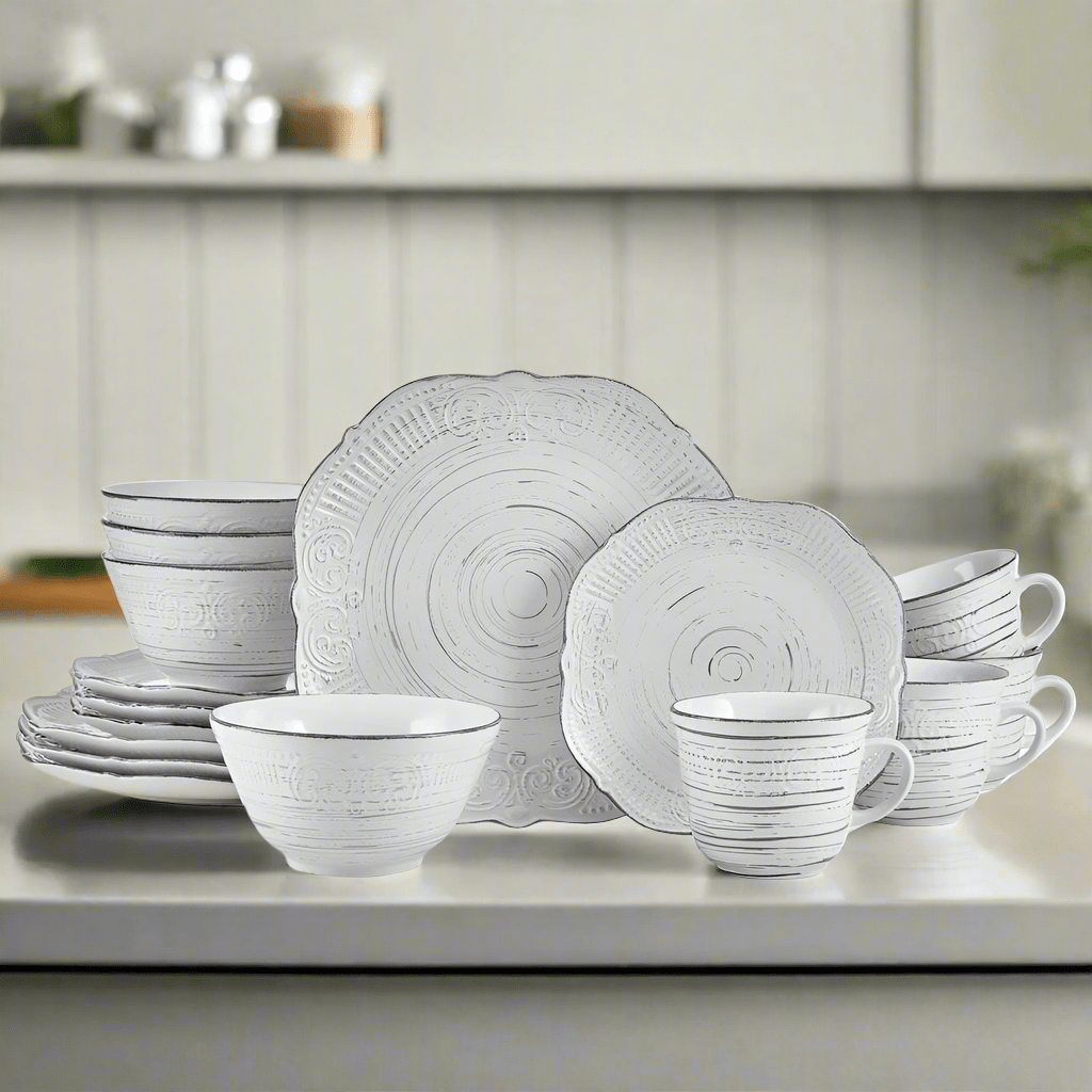 Isabella Gray 16 Piece Dinnerware Set, Service for 4