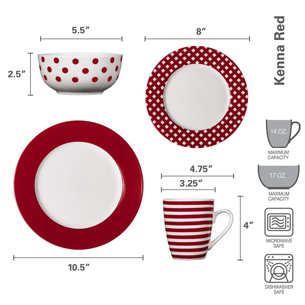 Kenna Red Dinnerware Set