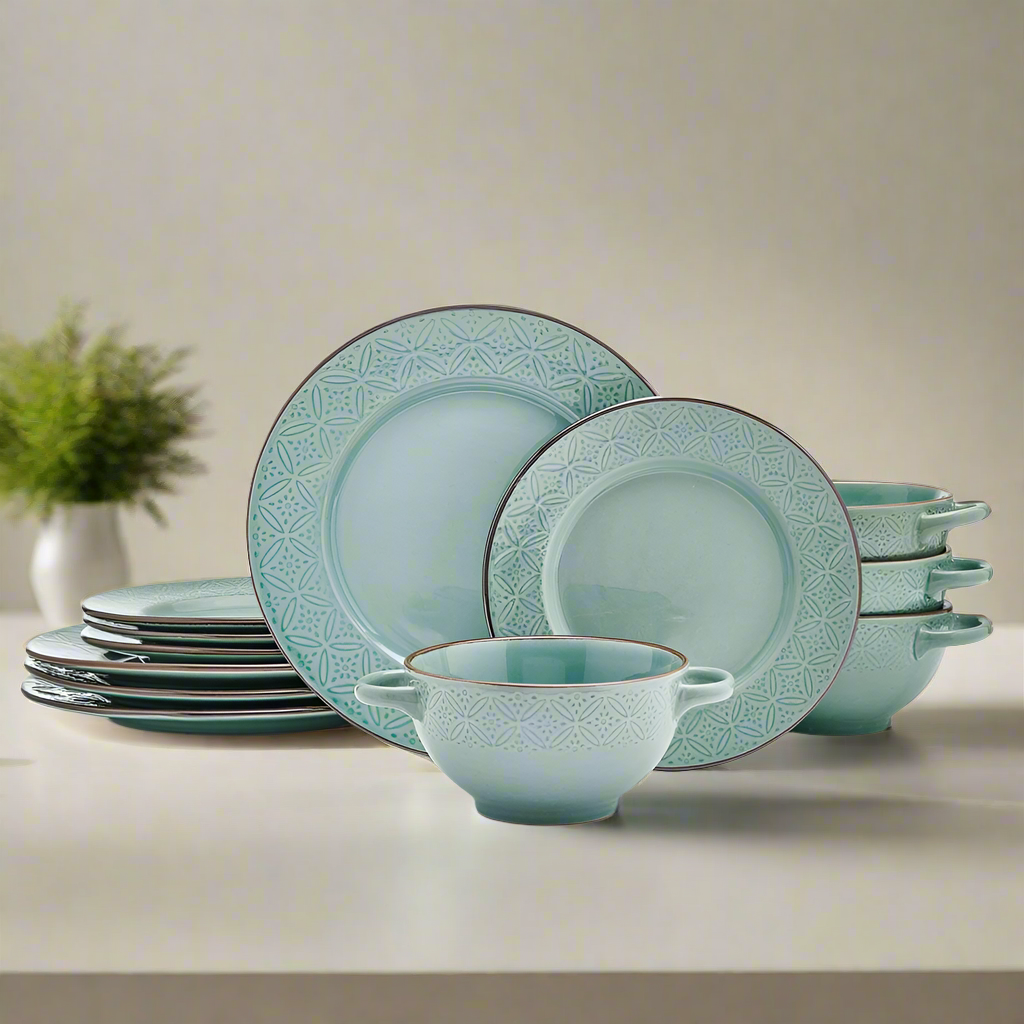 Kori Sage 12 Piece Dinnerware Set, Service for 4