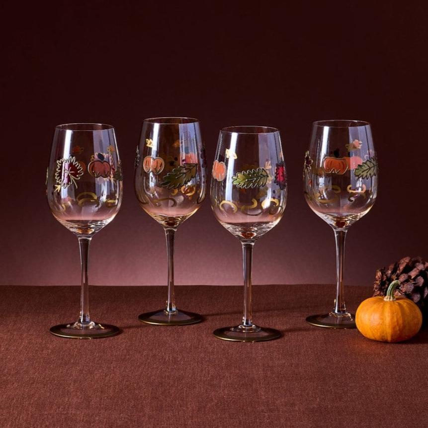 Plymouth Set of 4 Leaf Luster Wine Glasses