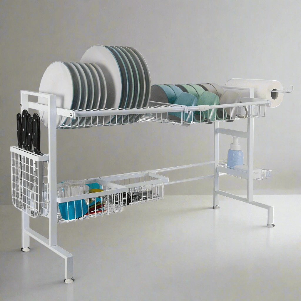 Over the Sink 2 Tier Expandable Organizer Dish Drying Rack